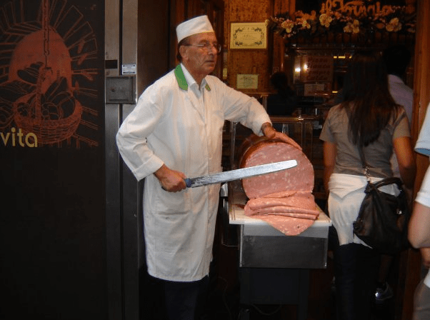 Huge Mortadella Slices in Rome Photo from Paggi Pazzo