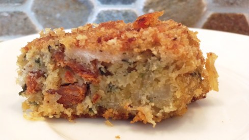 Homemade Spanish crab croquettes with chorizo, Manchego cheese and fresh parsley from Paggi Pazzo