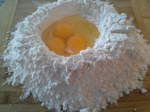 Preparing homemade fresh pasta dough from Paggi Pazzo