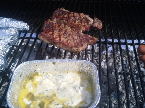 Grilled Steak Roquefort over a mesquite wood charcoal fire from Paggi Pazzo